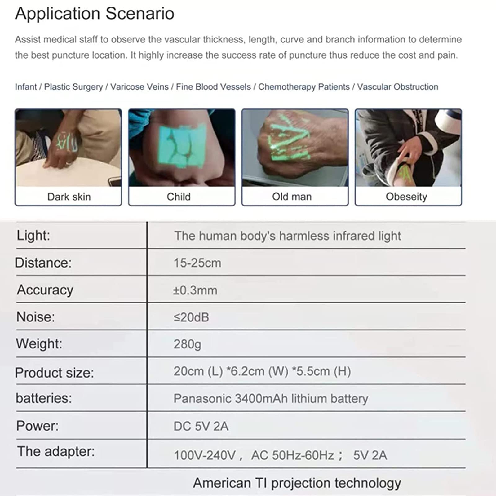Amazon.co.jp: Vein Scanner, 7 Colors Vein Finder, Portable